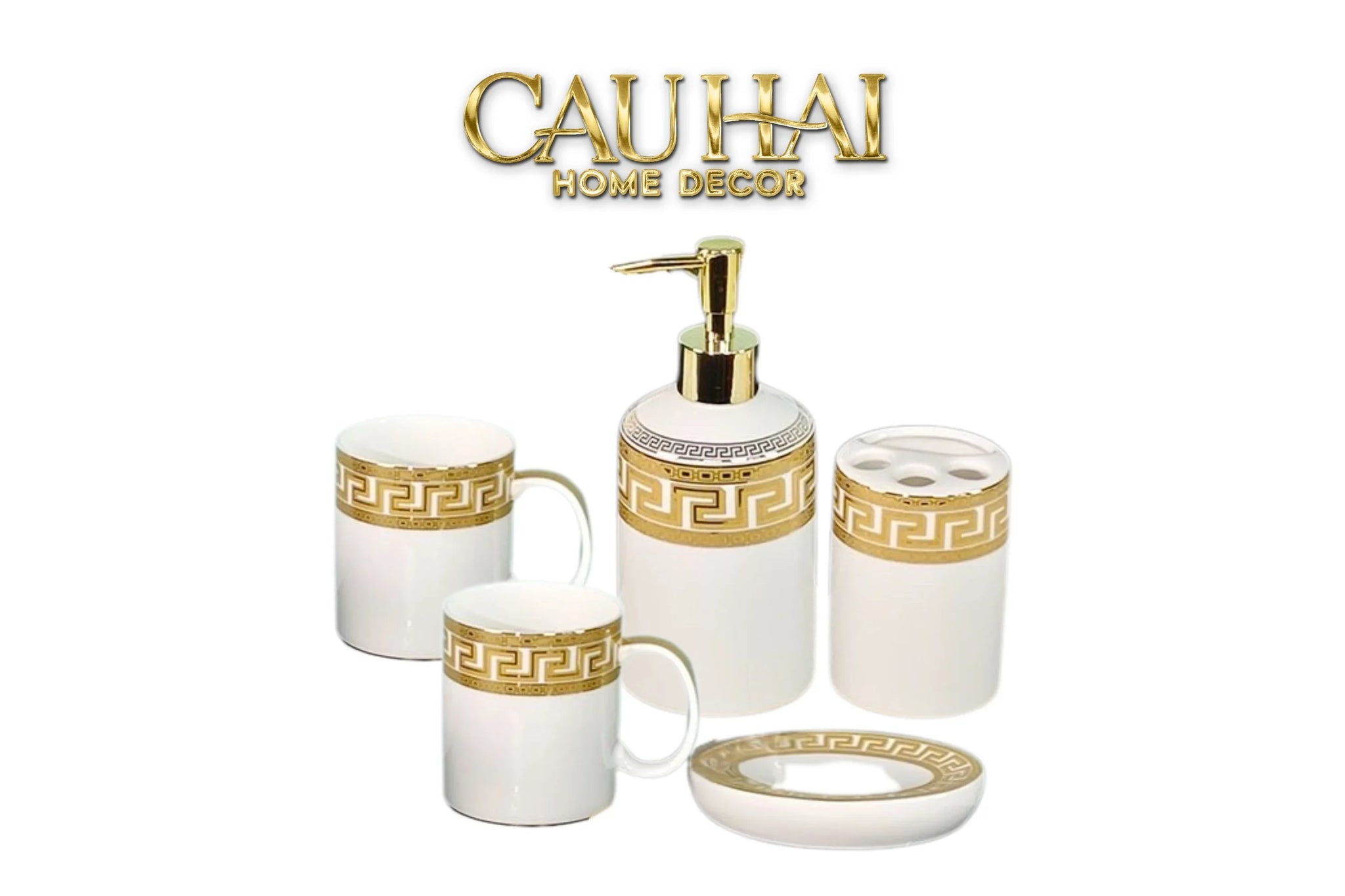 Maison Couture - Set Nhà Tắm V Class Medusa Golden Greek Key Bathroom Vanity 5Pcs-CẬU HAI HOME DECOR
