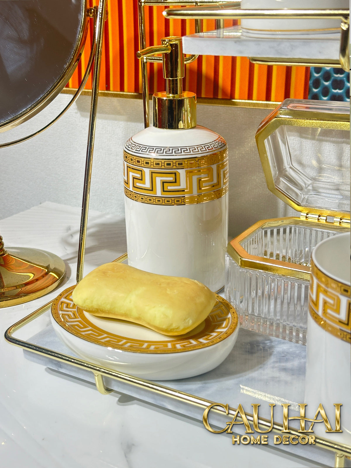 Maison Couture - Set Nhà Tắm V Class Medusa Golden Greek Key Bathroom Vanity 5Pcs-Set nhà tắm bathroom vanities-Đối tác tại Trung Quốc theo từng đơn đặt hàng-CẬU HAI HOME DECOR