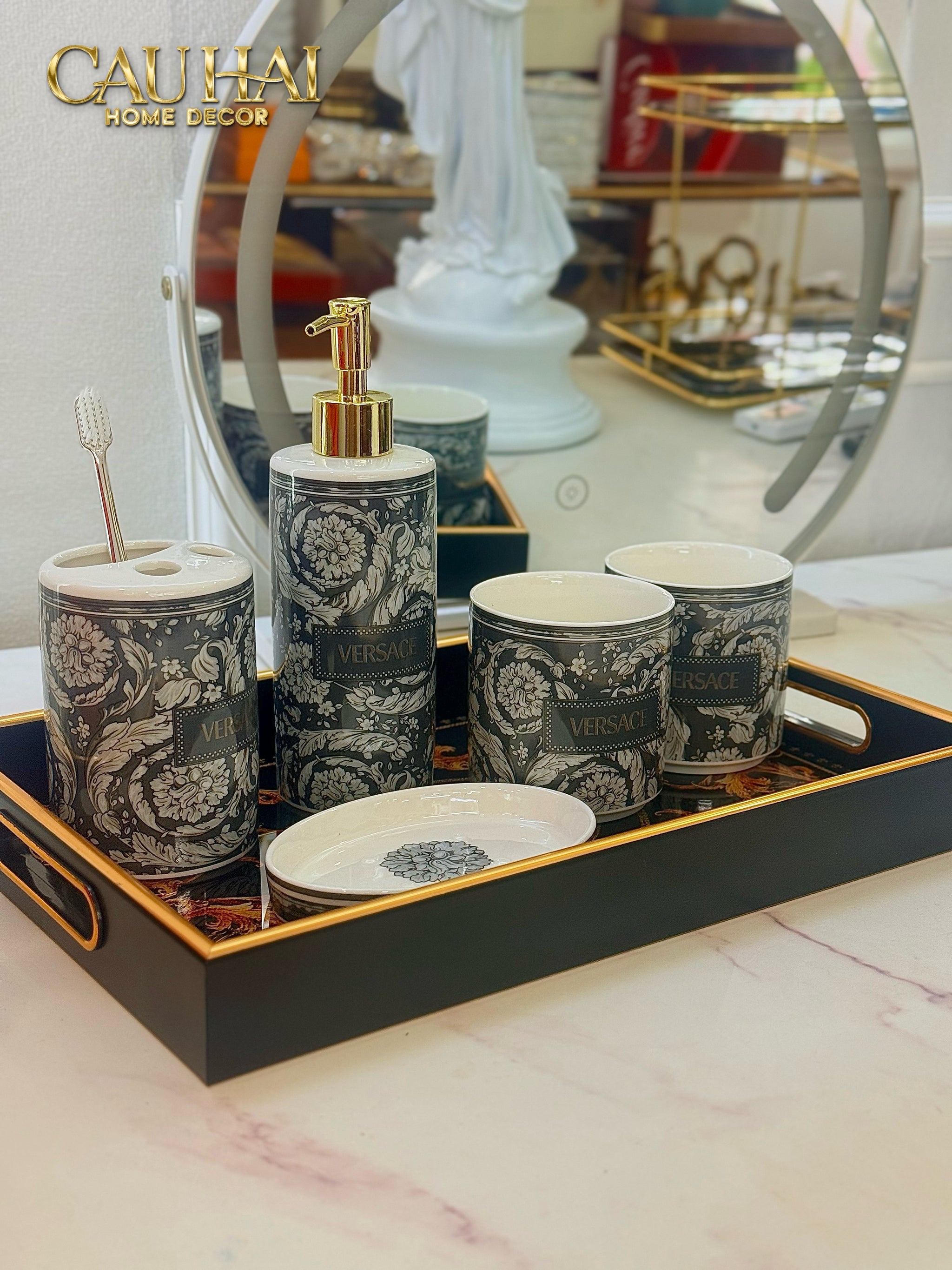 Maison Couture - Set Nhà Tắm V Class Medusa Graphiite Barocco Haze 5Pcs-CẬU HAI HOME DECOR