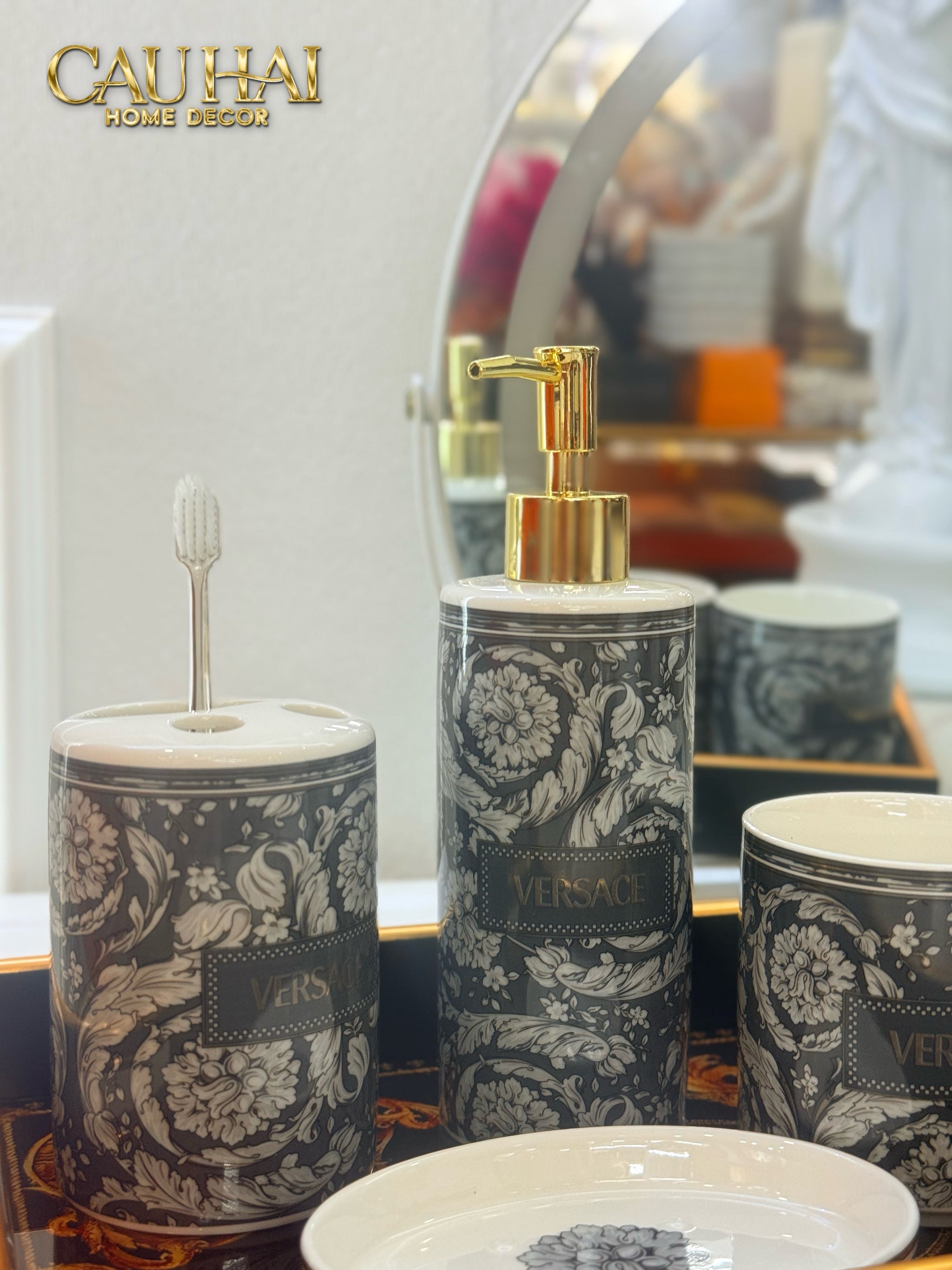 Maison Couture - Set Nhà Tắm V Class Medusa Graphiite Barocco Haze 5Pcs-CẬU HAI HOME DECOR