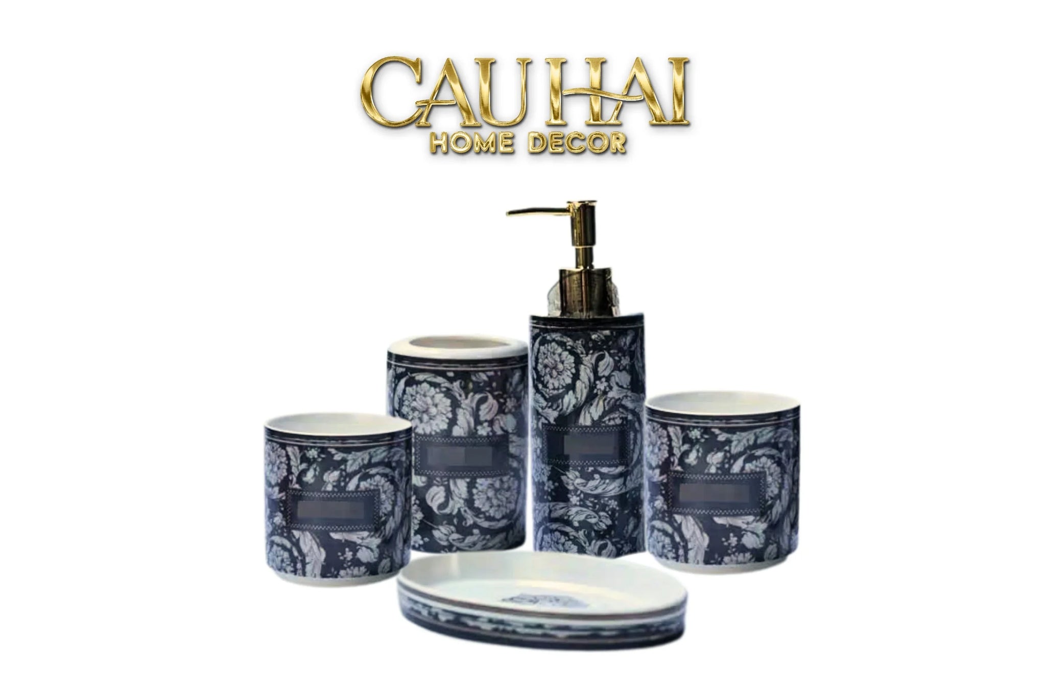 Maison Couture - Set Nhà Tắm V Class Medusa Graphiite Barocco Haze 5Pcs-Set nhà tắm bathroom vanities-CẬU HAI HOME DECOR
