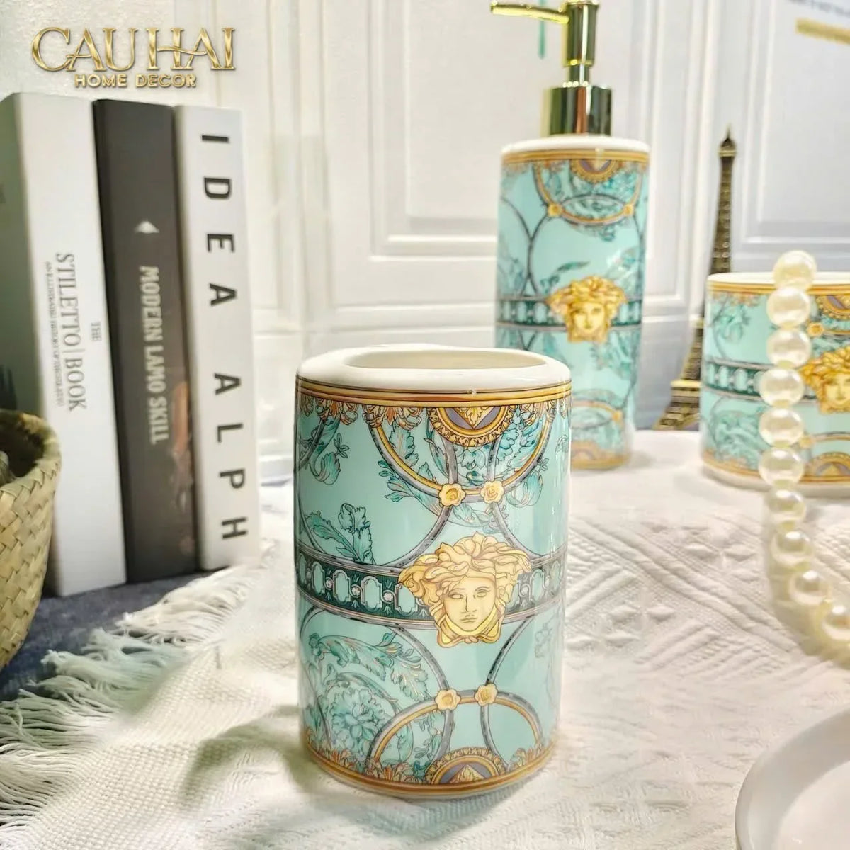Maison Couture - Set Nhà Tắm V Class Medusa Golden Greek Key Bathroom Vanity 5Pcs-Set nhà tắm bathroom vanities-CẬU HAI HOME DECOR