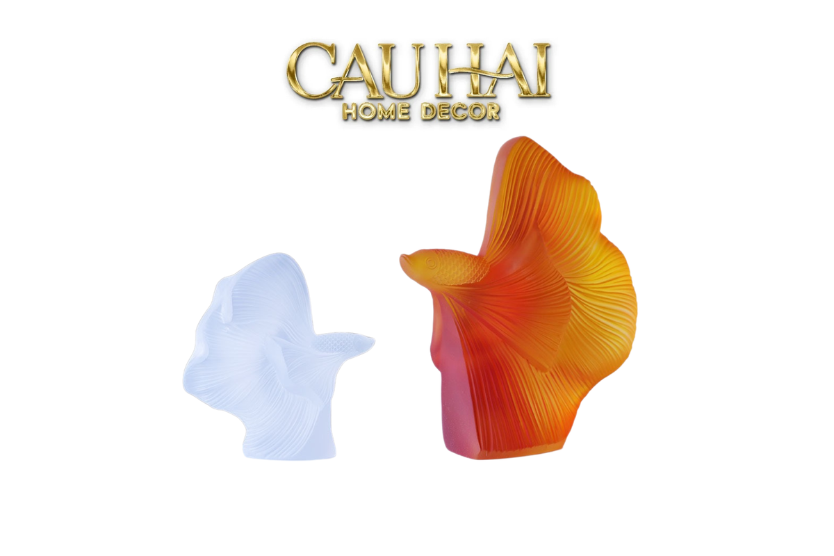 Maison Couture - Set Tượng Cá Nghệ Thuật Betta Resin Lumière Wave Amber Blanc-CẬU HAI HOME DECOR