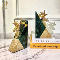 Maison Couture - Set Tượng Chặn Sách Đá Marble Brasson Divine Antler Bookend 20x10x15-CẬU HAI HOME DECOR