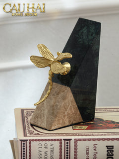 Maison Couture - Set Tượng Chặn Sách Đá Marble Brasson Divine Antler Bookend 20x10x15-CẬU HAI HOME DECOR