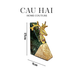 Maison Couture - Set Tượng Chặn Sách Đá Marble Brasson Divine Antler Bookend 20x10x15-CẬU HAI HOME DECOR