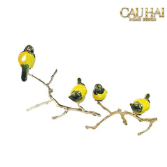 Maison Couture - Set Tượng Đôi Chim Sứ Tráng Men Impérial Oriole Duo – Gilded Bird Of Dynasty Sculptural-CẬU HAI HOME DECOR