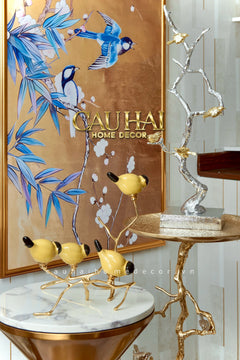 Maison Couture - Set Tượng Đôi Chim Sứ Tráng Men Impérial Oriole Duo – Gilded Bird Of Dynasty Sculptural-CẬU HAI HOME DECOR