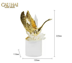 Maison Couture - Set Tượng Đôi Thiên Nga Cygnes Royaux aux Ailes Déployées Cristalleries Quartz Blanc 22/25-CẬU HAI HOME DECOR