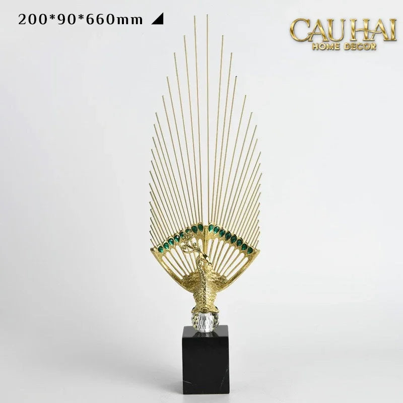 Maison Couture - Set Tượng Khổng Tước Éventail de l’Empereur Plumage de Paon H66-CẬU HAI HOME DECOR