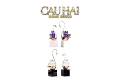 Maison Couture - Set Tượng Thiên Nga Pha Lê Tím Đế Đá Marble Swan D’Amour - Lilac Cristalleries-CẬU HAI HOME DECOR