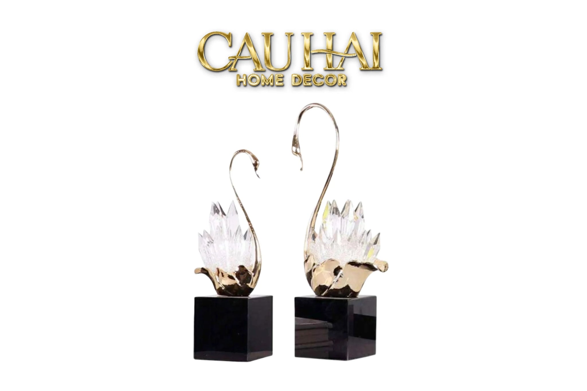 Maison Couture - Set Tượng Thiên Nga Pha Lê Tím Đế Đá Marble Swan D’Amour - Lilac Cristalleries-CẬU HAI HOME DECOR