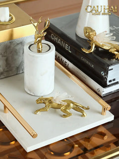 Maison Couture - Tượng Báo Bằng Đồng Đá Thạch Anh Celestial Quartz Panther D13-CẬU HAI HOME DECOR