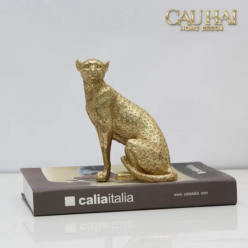 Maison Couture - Tượng Báo Bằng Đồng - Majetic Laiton Brasson Panther Ornaments 13x6.5x14-CẬU HAI HOME DECOR