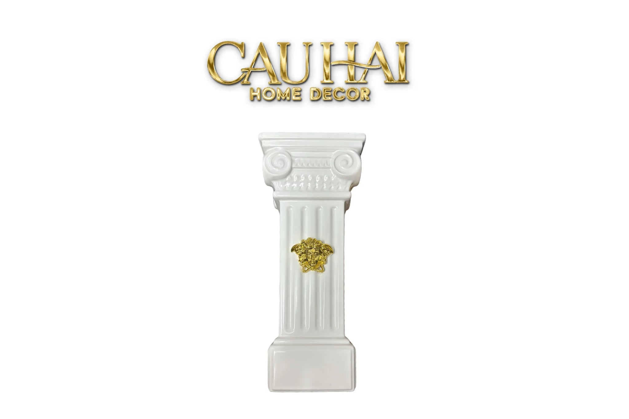 Maison Couture - Tượng Bình Hoa Cột La Mã Mythology Ionic Medusa Roman Column H43-CẬU HAI HOME DECOR