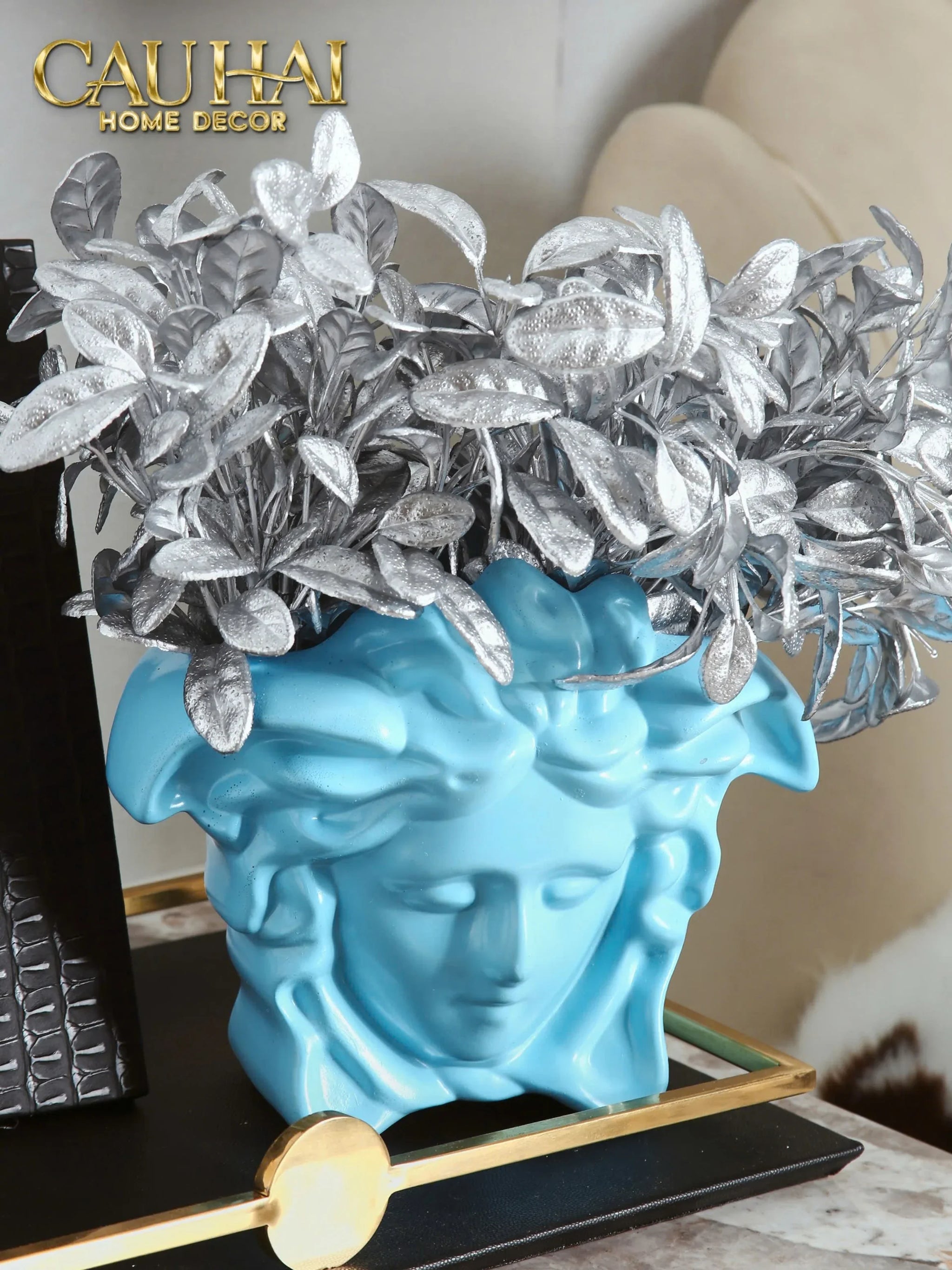 Maison Couture - Tượng Bình Hoa Medusa V Class Vase - Blue / Blanc-CẬU HAI HOME DECOR