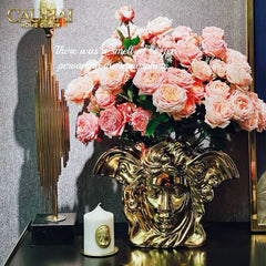 Maison Couture - Tượng Bình Hoa V Class Golden Goddess Medusa Fascination 20x34x22-CẬU HAI HOME DECOR