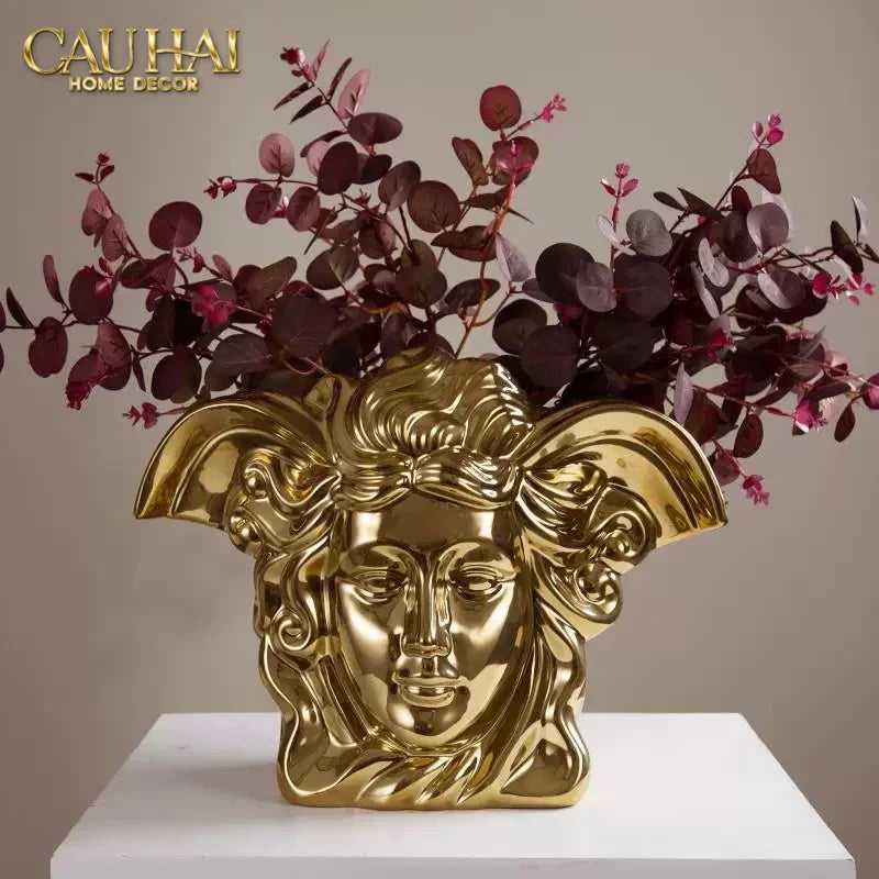 Maison Couture - Tượng Bình Hoa V Class Golden Goddess Medusa Fascination 20x34x22-CẬU HAI HOME DECOR