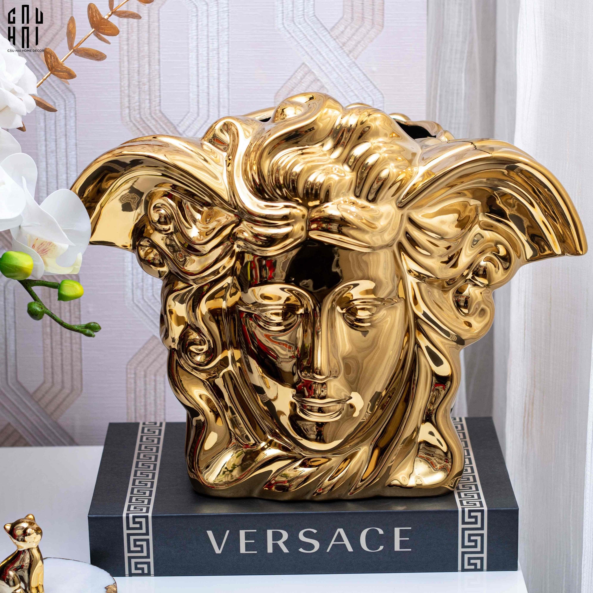 Maison Couture - Tượng Bình Hoa V Class Golden Goddess Medusa Fascination 20x34x22-CẬU HAI HOME DECOR