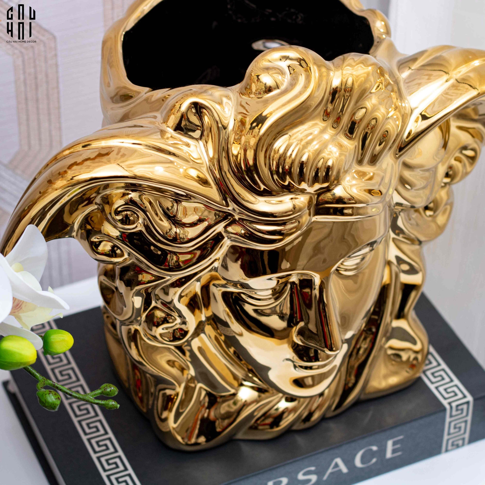 Maison Couture - Tượng Bình Hoa V Class Golden Goddess Medusa Fascination 20x34x22-CẬU HAI HOME DECOR