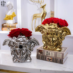 Maison Couture - Tượng Bình Hoa V Class Silver Medusa Fascination 20x34x22-CẬU HAI HOME DECOR