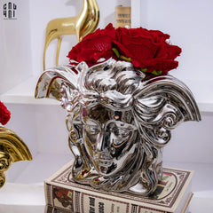 Maison Couture - Tượng Bình Hoa V Class Silver Medusa Fascination 20x34x22-CẬU HAI HOME DECOR