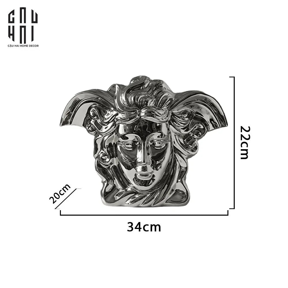 Maison Couture - Tượng Bình Hoa V Class Silver Medusa Fascination 20x34x22-CẬU HAI HOME DECOR