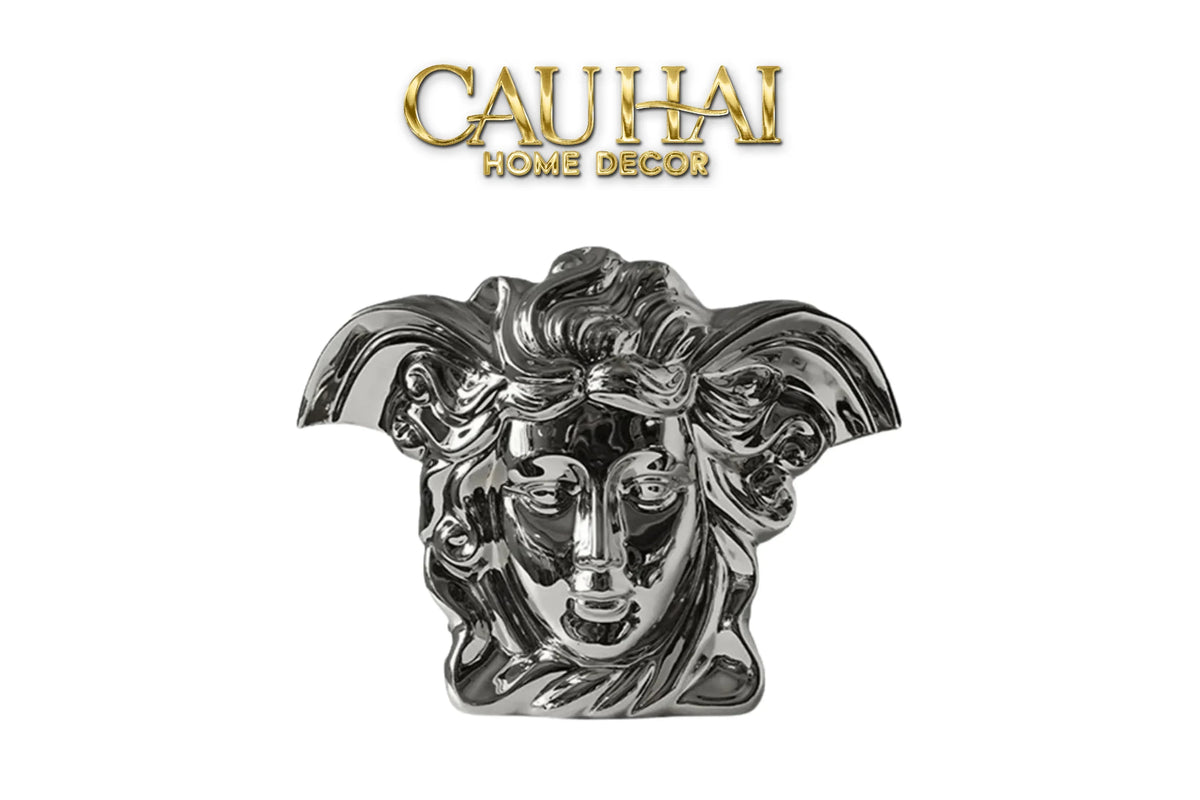 Maison Couture - Tượng Bình Hoa V Class Silver Medusa Fascination 20x34x22-TƯỢNG TRANG TRÍ-CẬU HAI HOME DECOR