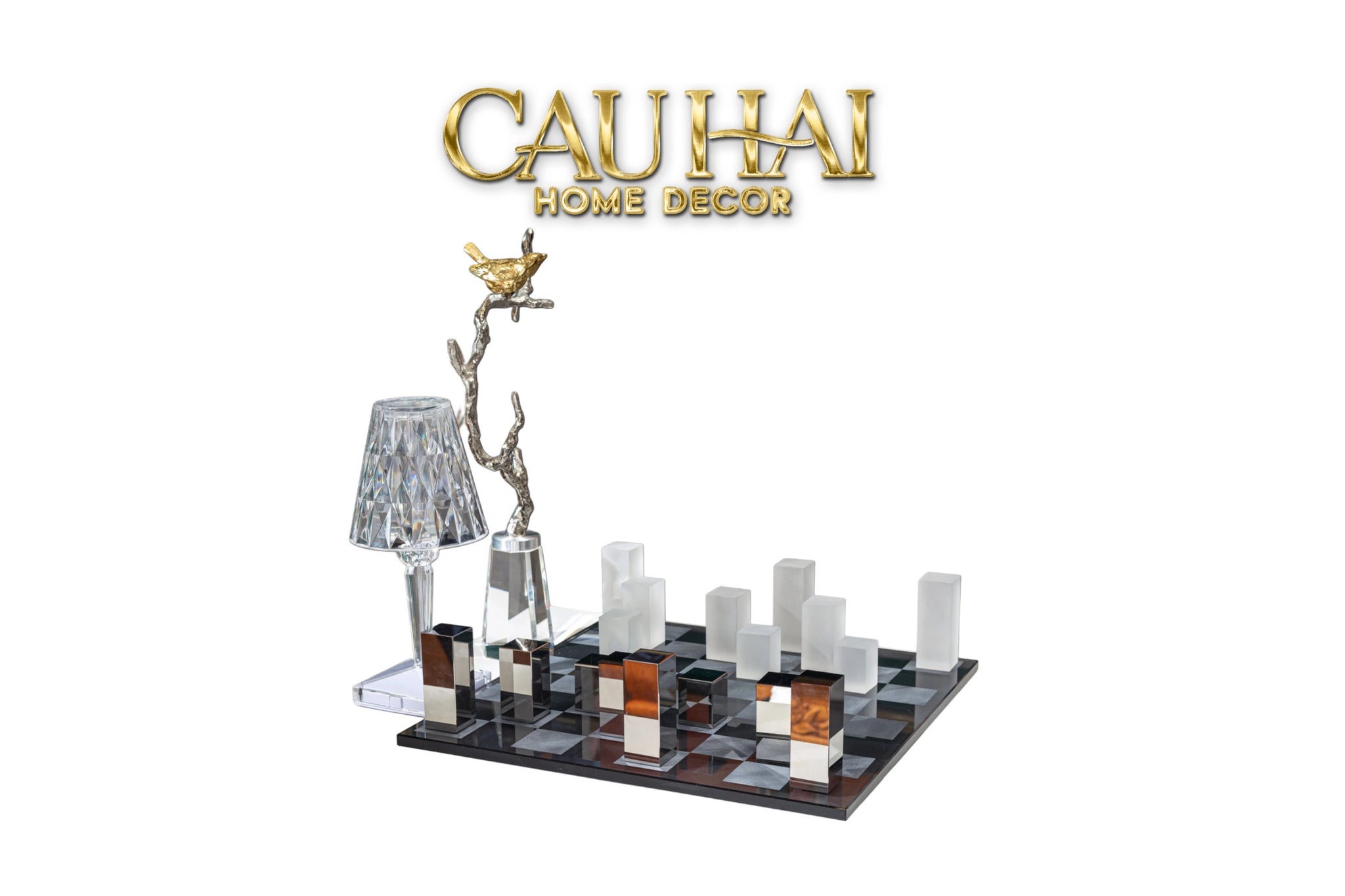 Maison Couture - Tượng Bộ Bàn Cờ Pha Lê Majestic Cristalleries Chess 37x37x9-CẬU HAI HOME DECOR