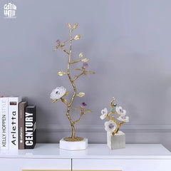 Maison Couture - Tượng Cây Nở Hoa Bằng Đồng Đá Thạch Anh Trắng Brasson Quartz Golden Hesperides 22x65-CẬU HAI HOME DECOR