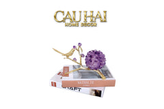 Maison Couture - Tượng Chim Bằng Đồng Đá Thạch Anh Tím Brasson Nightingale Amethyst 24x12x12-CẬU HAI HOME DECOR