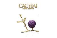 Maison Couture - Tượng Chim Bằng Đồng Đá Thạch Anh Tím Brasson Nightingale Amethyst 24x12x12-CẬU HAI HOME DECOR