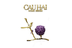 Maison Couture - Tượng Chim Bằng Đồng Đá Thạch Anh Tím Brasson Nightingale Amethyst 24x12x12-CẬU HAI HOME DECOR