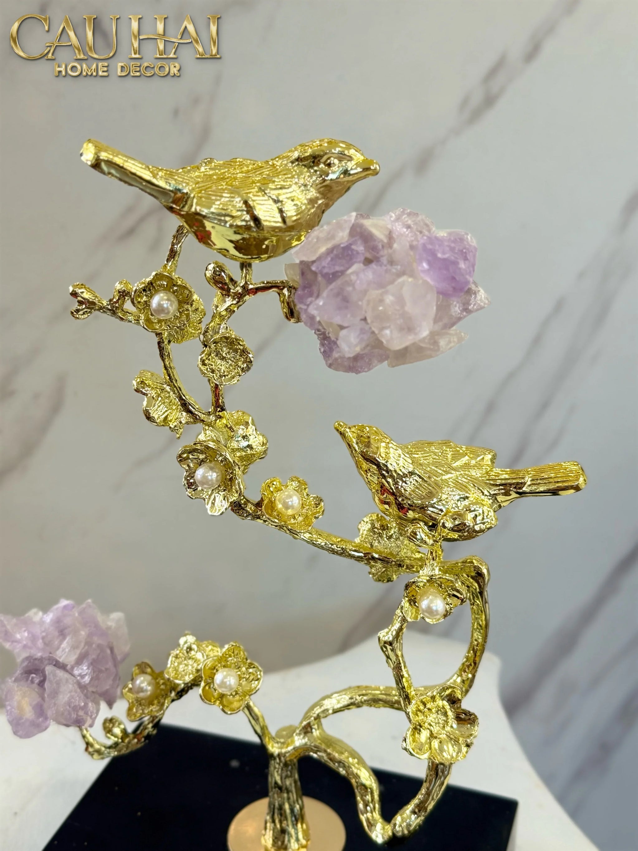 Maison Couture - Tượng Chim Hoàng Yến Golden Canary Améthyste 9x15x28-CẬU HAI HOME DECOR