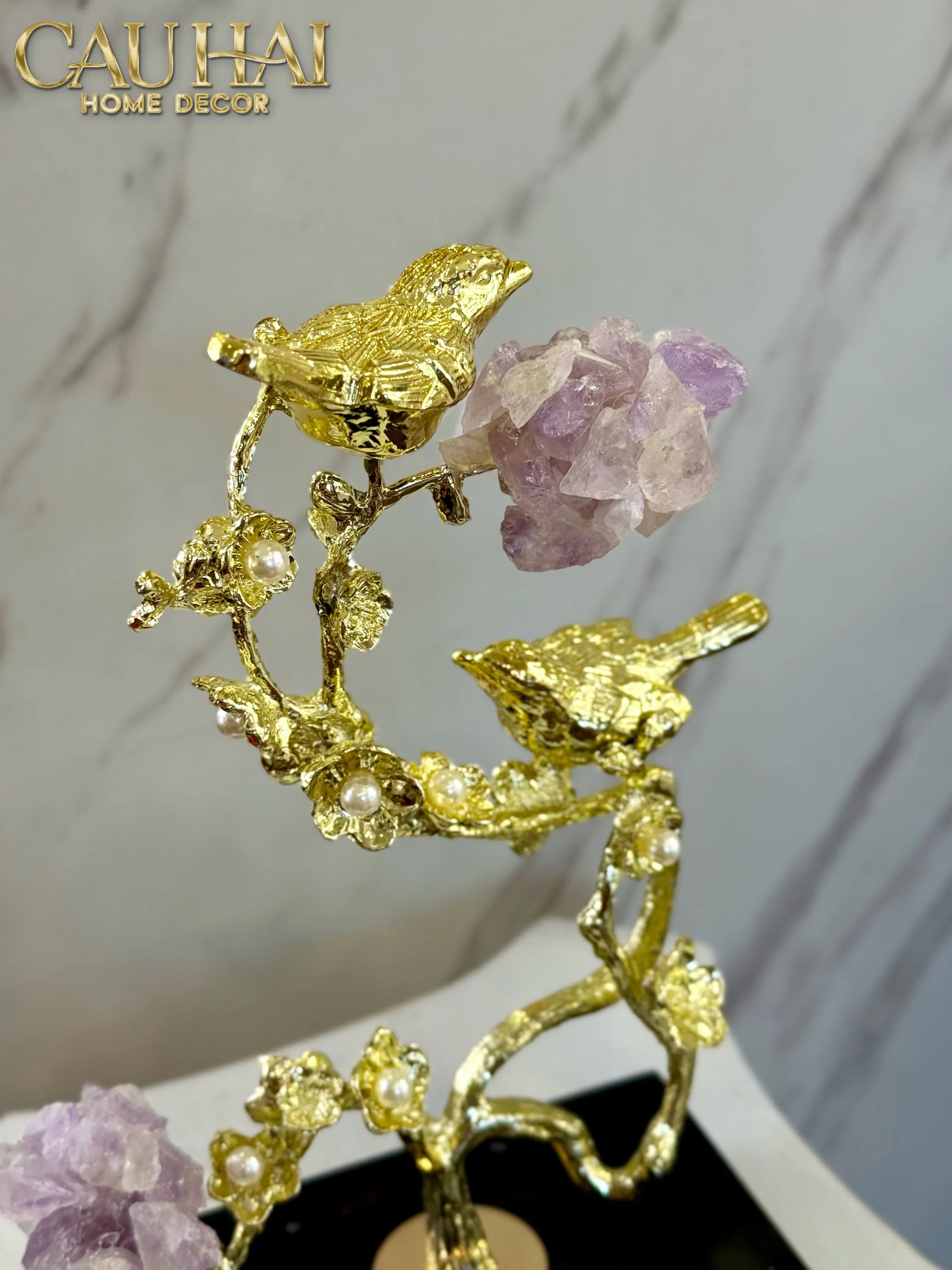 Maison Couture - Tượng Chim Hoàng Yến Golden Canary Améthyste 9x15x28-CẬU HAI HOME DECOR