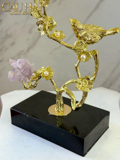 Maison Couture - Tượng Chim Hoàng Yến Golden Canary Améthyste 9x15x28-CẬU HAI HOME DECOR