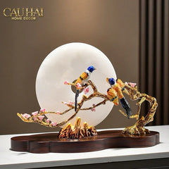 Maison Couture - Tượng Đá Cẩm Thạch Trắng Bạch Ngọc Hoàng Yến - Dynasty White Jade Canary 23x37x14-CẬU HAI HOME DECOR