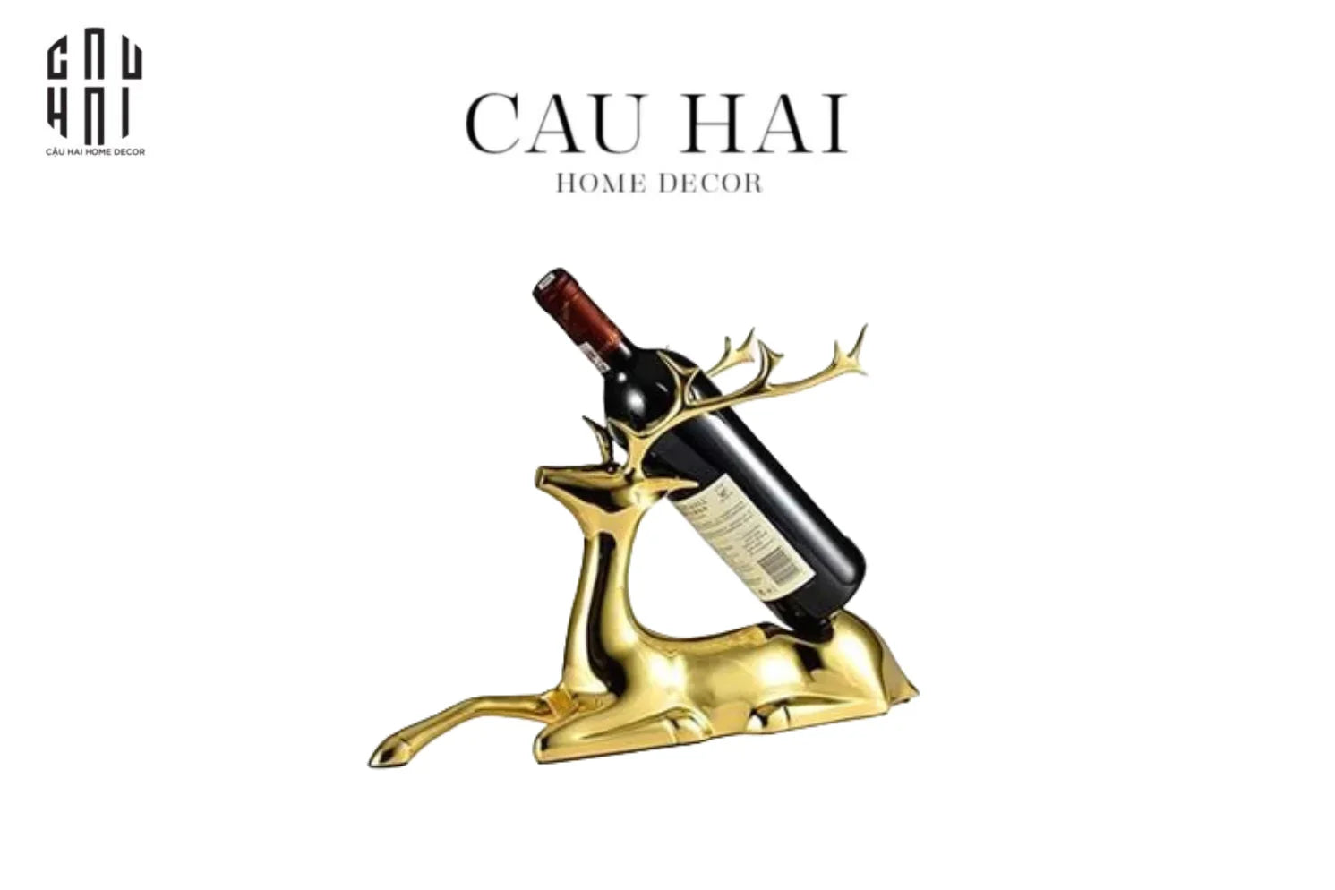 Maison Couture - Tượng Đế Đỡ Rượu Hươu Đồng Brasson Premium Wine Holder - Mythical Goddess Elk Ss25-CẬU HAI HOME DECOR