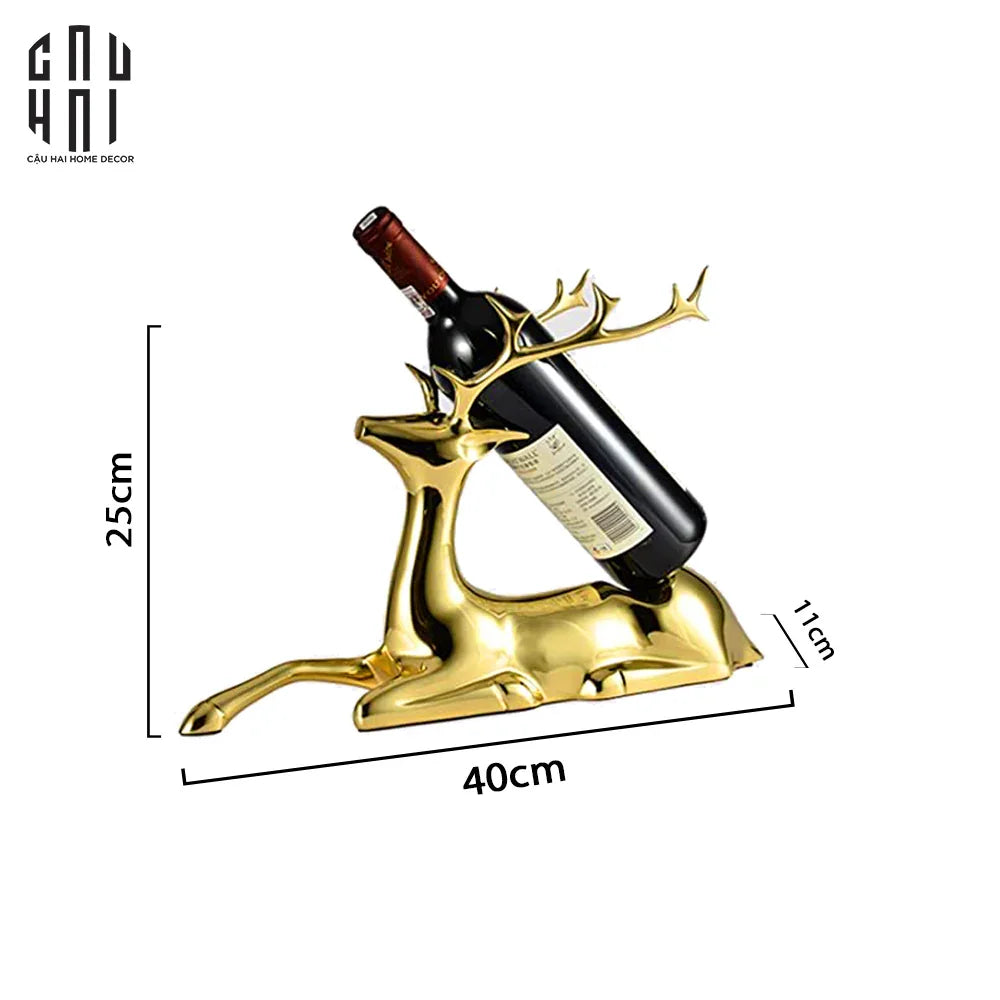 Maison Couture - Tượng Đế Đỡ Rượu Hươu Đồng Brasson Premium Wine Holder - Mythical Goddess Elk Ss25-CẬU HAI HOME DECOR