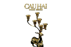 Maison Couture - Tượng Đế Nến Hươu Nằm Royal Antler Impérial Straight Ahead 26x21-CẬU HAI HOME DECOR