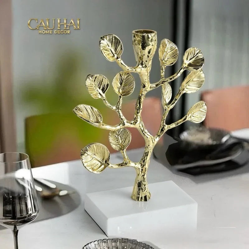 Maison Couture - Tượng Đế Nến Nhánh Cây Trang Trí Bằng Đồng Elysian Divinity Aquarium Branch H27-CẬU HAI HOME DECOR