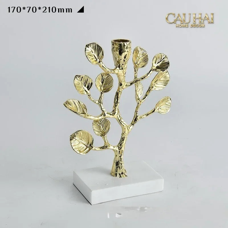 Maison Couture - Tượng Đế Nến Nhánh Cây Trang Trí Bằng Đồng Elysian Divinity Aquarium Branch H27-CẬU HAI HOME DECOR