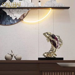 Maison Couture - Tượng Đồng Cá Chép Đá Thạch Anh Tím Royale Amethyst Dragon Ascend H22x29-CẬU HAI HOME DECOR