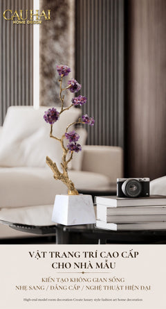 Maison Couture - Tượng Đồng Cây Trí Tuệ Đá Thạch Anh Tím Tree Of Wisdom Amethyst H55-CẬU HAI HOME DECOR