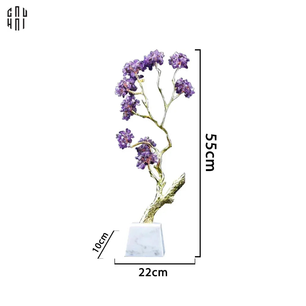 Maison Couture - Tượng Đồng Cây Trí Tuệ Đá Thạch Anh Tím Tree Of Wisdom Amethyst H55-CẬU HAI HOME DECOR
