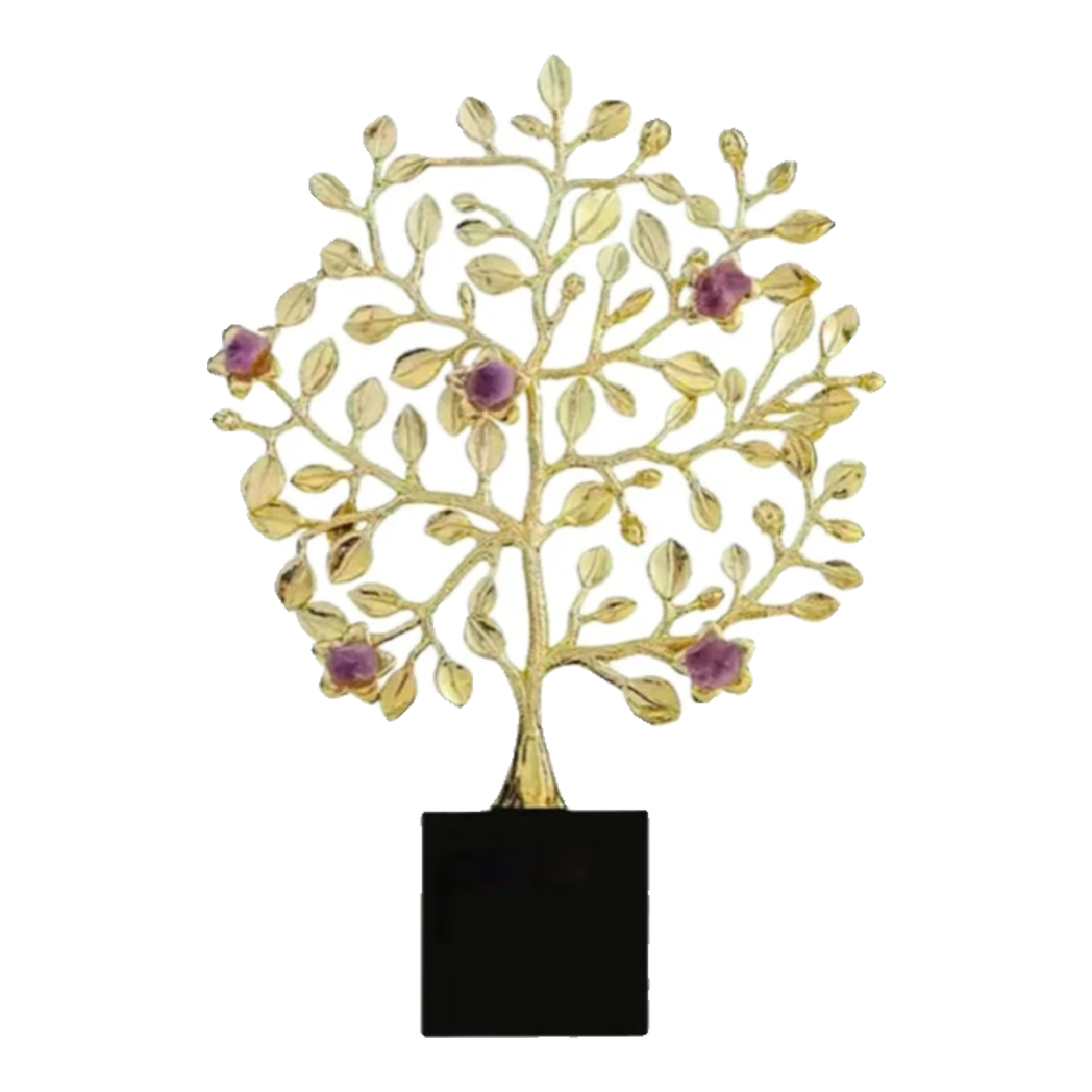 Maison Couture - Tượng Thân Cây Bằng Đồng Đá Thạch Anh Tím Brasson Amethyst Jardin De Vie 20x34