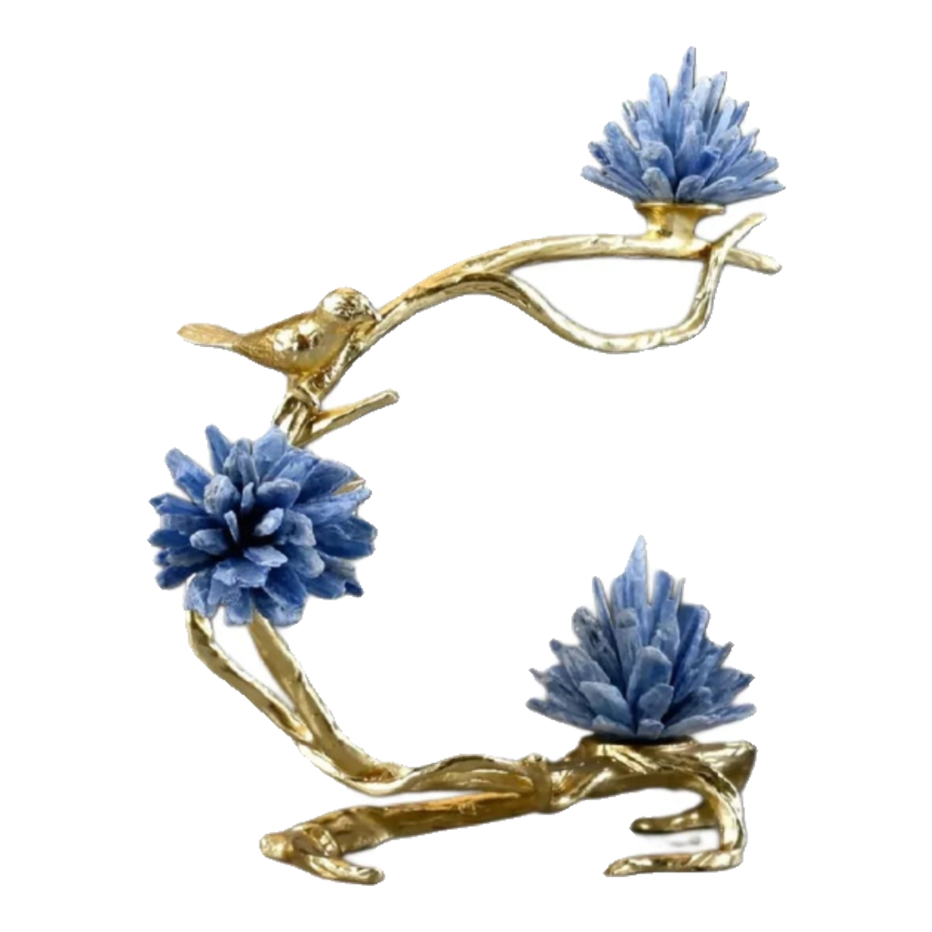 Maison Couture - Tượng Nhánh Cây Cánh Cung Bằng Đồng Đá Thạch Anh Blue Quartz 15x28x36