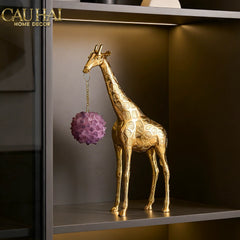 Maison Couture - Tượng Đồng Hươu Cao Cổ Brasson Giraffe Amethyst Orb Carrier 20x8x38-CẬU HAI HOME DECOR