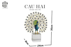 Maison Couture - Tượng Đồng Khổng Tước Đá Sapphire - Le Paon Impérial Bleu Saphir Cristalleries-CẬU HAI HOME DECOR