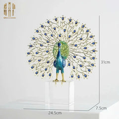 Maison Couture - Tượng Đồng Khổng Tước Đá Sapphire - Le Paon Impérial Bleu Saphir Cristalleries-CẬU HAI HOME DECOR